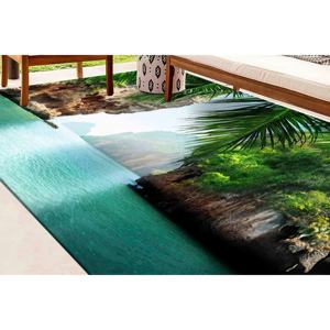 พรมลายวิวทะเลเขตร้อน: พรมปูพื้นลายทิวทัศน์ชายฝั่ง พรมพิมพ์ลาย พรมนุ่มแบบไม่ทอ - Product Image 1