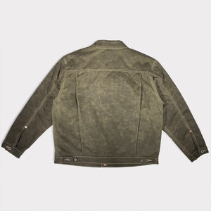 Veste pour homme personnalisée en toile denim lourde Manteau d'hiver délavé vintage avec col ras du cou doublé Vestes pour homme en toile de coton - Product Image 2