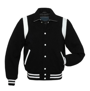 Venta caliente personalizar Casual de alta calidad de lana elástica Varsity chaqueta de brazos de cuero botón sólido Letterman chaqueta de Bombardero - Product Image 1