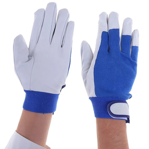 Gants d'assemblage arrière en toile de paume en cuir de chèvre de qualité supérieure de sécurité industrielle, sans doublure, gants de mécanicien de travail avec manchette à fermeture - Product Image 4