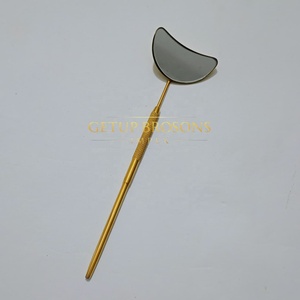 Nuevo estilo de espejo de acero inoxidable con logotipo personalizado, iluminado, de un solo bolsillo, para extensión de pestañas, diseño de luna, agarre de diamante, oro plasma. - Product Image 5