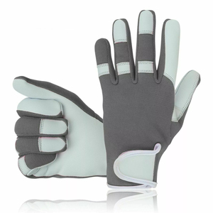 Guantes de jardinería de cuero para hombres y mujeres Guantes de trabajo de jardín resistentes a prueba de espinas Diseño de logotipo personalizado Guantes de trabajo impresos - Product Image 5