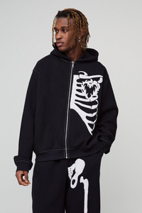 Survêtement 2025 Poids Lourd 100% Coton Impression Puff Design Pantalon Surdimensionné Empilé et Sweat à Capuche à Fermeture Éclair Survêtement d'Hiver - Product Image 6