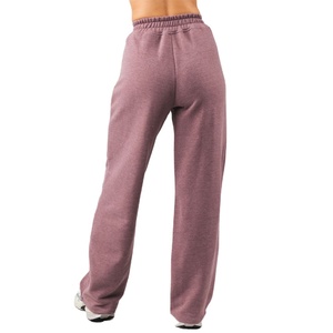 Taille haute ceinture élastique femmes Gym entraînement pantalons de survêtement haute qualité jambe large survêtement pantalon blanc coton polaire coupe ample - Product Image 4