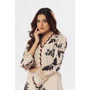 ชุดสูทผู้หญิง 2 ชิ้น ผ้าแจ็คการ์ดสีชมพูแบบยังไม่เย็บติดกัน - Product Image 1