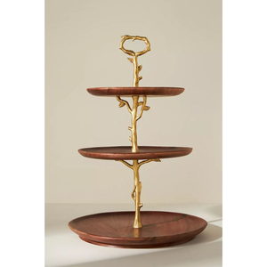 Luxueux support à cupcakes décoratif à 2 niveaux avec poignée en métal doré pour tenir des gâteaux Cupcakes Desserts et bonbons Prix le plus bas - Product Image 5