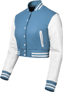Chaqueta Universitaria de Mujer 2025, Cuerpo de Lana de Alta Calidad, Mangas de Cuero Genuino, Algodón Transpirable, Elegante y Moderna para Invierno - Product Image 2