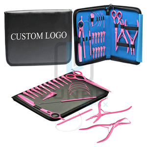 Kit d'outils d'extension de cheveux de couleur rose avec combinaison bleu ciel noir et possibilité d'étiquetage gratuit de la marque - Product Image 5
