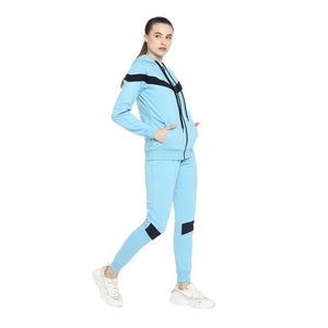 Survêtement à fermeture éclair pour femmes avec poches latérales poignets élastiques tissu respirant veste à fermeture éclair pantalon fuselé pour l'entraînement et l'usure - Product Image 3