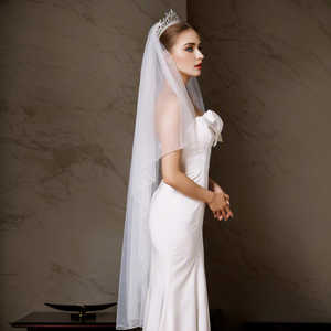 Voile de mariée Bridella BV132-IY1.5 en cristal blanc ivoire de luxe avec bordure en perles, 1 couche, décoration de fête de mariage, appliques en dentelle perlée, peigne - Product Image 1