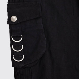 Pantalon cargo gothique punk taille 2XL, noir uni, coton extensible, boucle, plis, 2026 - Product Image 5