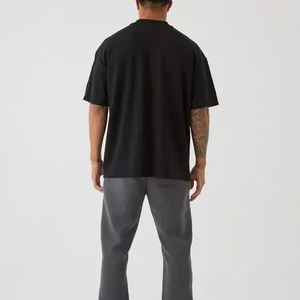 Venta al por mayor de los hombres personalizados liso bordado camiseta de la pantalla de impresión de los hombres de Hip Hop Streetwear en blanco de gran tamaño camiseta - Product Image 3