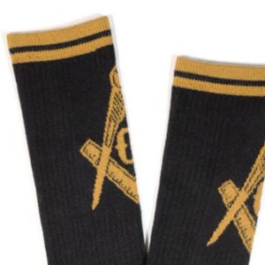 Calcetines Mason negros Unisex 83% logotipo acrílico tejido calcetines cómodos elásticos lavado a máquina Casual College ropa griega par - Product Image 5