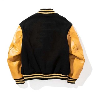 Veste de baseball universitaire en laine de haute qualité personnalisée manches en cuir véritable col montant en chenille brodée Letterman vintage - Product Image 2