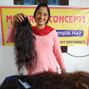 Cheap Wholesale <b>One</b> Donor <b>Extensions</b> None Chemical Natural Wavy Bundle Machine Double Weft Temple Raw Virgin Indian Human <b>Hair</b> - Product Image 6