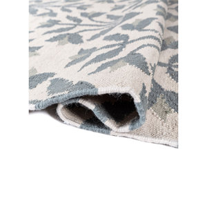 Alfombras de Lana Aprezo en Blanco Antiguo/Gris Medio, Tejido Plano, Diseño Floral Abstracto, Rectangular, Tipo Rompecabezas, para Sala de Estar, Entrada, Pasillo - Product Image 2