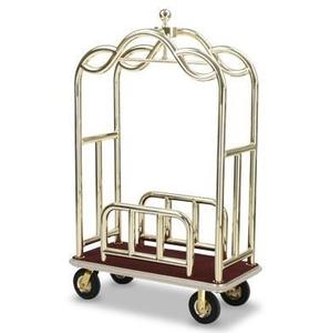 American Style Top Quality Golden Fineshed Hotel Luggage Carriers Bellman Cart Gold Top Hand-<b>Pushed</b> Dismantling Luggage <b>Car</b> - Product Image 1