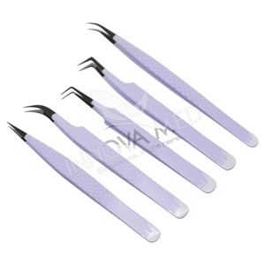 Lot de 4 pinces à cils en acier inoxydable de beauté écologique, vente en gros de pointes en fibre pince à épiler extension de cils de beauté - Product Image 1