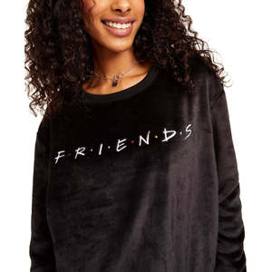 Felpa con Cappuccio in Velluto Love Tribe Junior's Friends per Donna, Taglia XS, Leggera, per l'Inverno, Colore Nero - Product Image 3