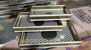 Luxury Enamel Printed Serving Tray Set Handmade Decorative Trays for Dining, Kitchen, and Home Tableware Use - Product Image 3