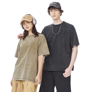 เสื้อยืดผ้าฝ้ายหนาสำหรับผู้ชายและผู้หญิงเสื้อฮิปฮอปผ้ายีนส์แขนสั้นลำลองธรรมดาพิมพ์โลโก้ได้ตามต้องการ - Product Image 1