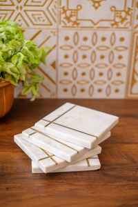 Shape Coasters White Marble for <b>Kitchen</b> Office Natural and Marble coaster Made in India stone coasters faizacraft - Product Image 2