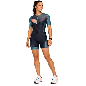 Combinaison de triathlon à compression la plus vendue, fermeture éclair sur le devant, évacuation de l'humidité, manches courtes, pour femmes, cyclisme, course à pied - Product Image 6