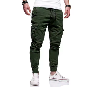 Pantalon cargo décontracté pour homme, tissu Oxford, doublure en polaire, design droit, multi-poches, taille mi-élastique, brodé - Product Image 4