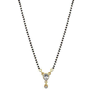 Collar Kriaa Blanco Austriaco Mangalsutra Chapado en Oro Cadena Fina Modelo 1500682 - Product Image 1