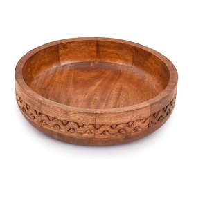 Grand ensemble de saladiers en bois d'acacia poli et élégant comprenant des ustensiles de service pour fruits et salades Bols en bois Alad - Product Image 3