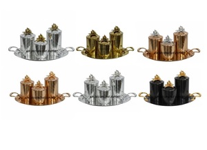 Luxury Eco-Friendly Handcrafted Stainless Steel Silver Canister & Tray with Gold Pumpkin Lid | Decorative <b>Kitchen</b> <b>Storage</b> - Product Image 6