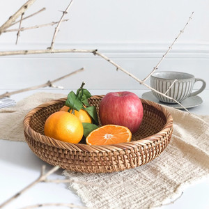 Petit panier en rotin tressé de haute qualité, panier à pain et à fruits, conteneur peu profond en fibres naturelles - Product Image 2