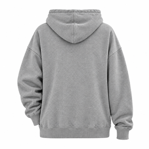 Unisex Oversized Hooded <b>Sweatshirt</b> Solid Heather <b>Grey</b> Cotton Fleece Casual Hoodie Pocket Design Regular Sleeve Eco-Friendly - Product Image 2