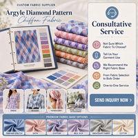 Tissu en mousseline de polyester doux à motif losanges Argyle personnalisable, très prisé, pour écharpes, chemises, foulards – Usine OEM/ODM