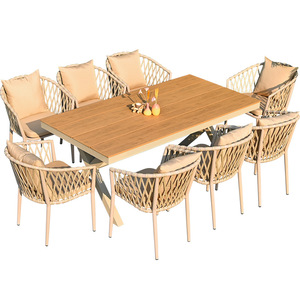 Tables et chaises d'extérieur nordiques cour combinaison <span class=keywords><strong>de</strong></span> loisirs <span class=keywords><strong>en</strong></span> plein air Villa <span class=keywords><strong>jardin</strong></span> terrasse rotin balcon Villa meubles - Product Image 2