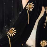 AWAIS HOUSE Robe Traditionnelle Longue à Col Montant et Manches Longues pour Adultes, Grande Taille, Légère, en Polyester, Faite à la Main, Ornée de Paillettes et de Perles