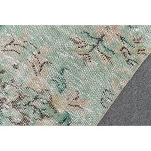พรมตุรกี, พรมวินเทจขนาด 2.1x6.6 ฟุต, พรมขนสัตว์ลายดอกไม้สีเขียวฟ้า - Product Image 5