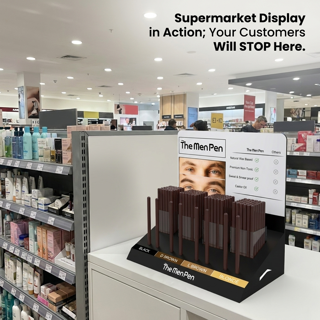 Countertop Eyebrow Pencil Display Stand Custom Cosmetic Makeup Display Rack for Retail Store — view 2