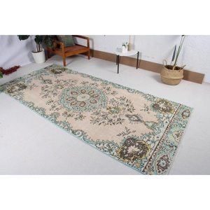 Alfombra Vintage, Alfombra Turca Grande de 4.2x9.6 pies, Alfombra de Lana Ikat Azul - Product Image 2