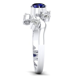 Anillos de Compromiso de Plata de Ley 925 con Moissanita y Zafiro Azul, Diseño Personalizado, Certificados por REYES GRA - Product Image 3