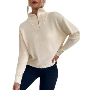 Sweater Populer Lintas Batas Musim Gugur dan Musim Dingin, Sweater Semi Leher Tinggi Gaya Inggris, Sweater Lazy Sty Wanita