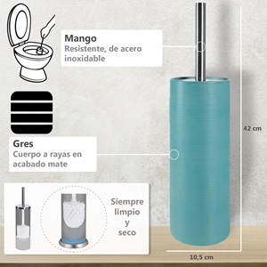 Porta scopino WC Spirella 'Tube Ribbed' in gres colore marrone 10,5 x 42 cm - Product Image 2
