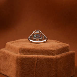 Custom <b>Split</b> Shank Blue Radiant Cut Lab Grown Diamond Engagement <b>Rings</b> in 18KT Solid Gold Trendy Stylish <b>Ring</b> - Product Image 3
