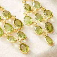 Boucles d'oreilles pendantes en pierre précieuse péridot vert naturel facetté, en argent sterling 925 massif plaqué or 18 carats, cadeau pour mariage ou fête