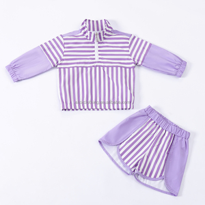 Ensemble coupe-vent rayé en polyester pour filles, vente en gros, couleur personnalisée, taille personnalisée, marque privée, OEM, ODM - Product Image 4
