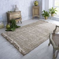 Tapis en jonc de mer recyclé fait main à motif floral personnalisable, en fibres naturelles écologiques, réversible, lavable et rembourré
