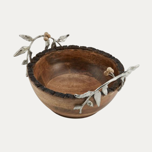 Ensaladera de madera de acacia hecha a mano con diseño moderno de plumas, cuenco de madera de alta calidad para sopa y ensalada decorativas para bodas - Product Image 4