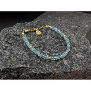 Bracelet en argent sterling 925 plaqué or 18 carats avec aquamarine, cadeau - Product Image 2