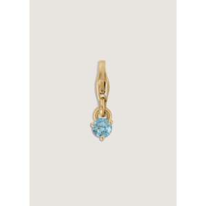 Amuleto de Topacio Azul Ma-eum, Patrón Geométrico en Oro Rosa con Incrustaciones de Diamantes, Hecho a Mano en India - Product Image 1