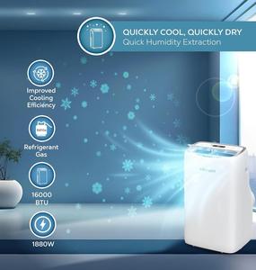 Climatiseur portable Bompanii 9000 BTU, refroidissement uniquement, avec télécommande, blanc, unité domestique BC-1600 - Product Image 3